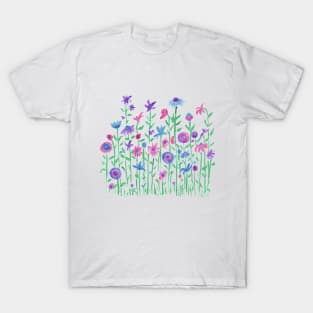 Cheerful spring flowers watercolor painting T-Shirt